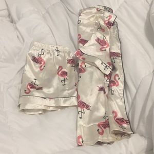 SATIN FLAMINGO PJ SET